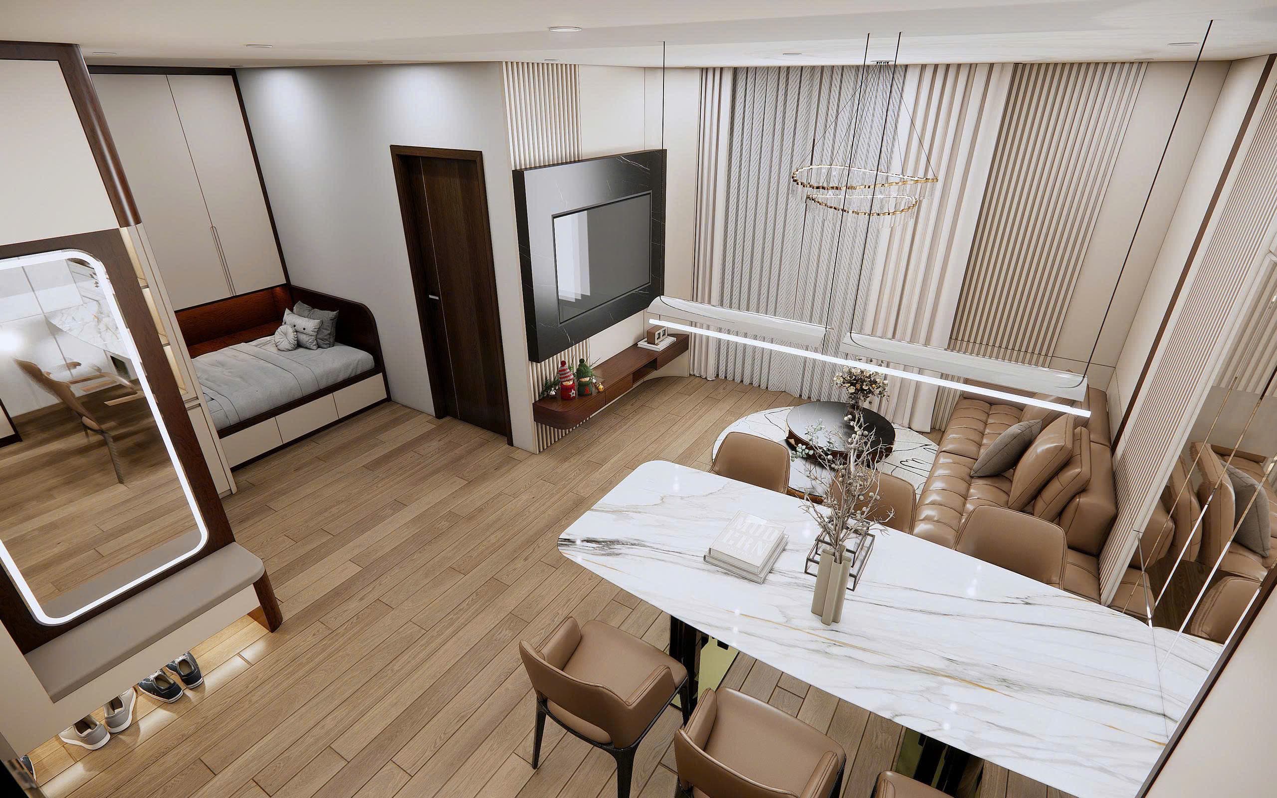 Lux Panoma 2 (1BR) – Open-Plan Living with River & City Views