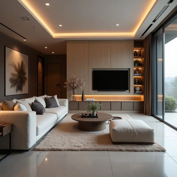 Modern apartment with large windows